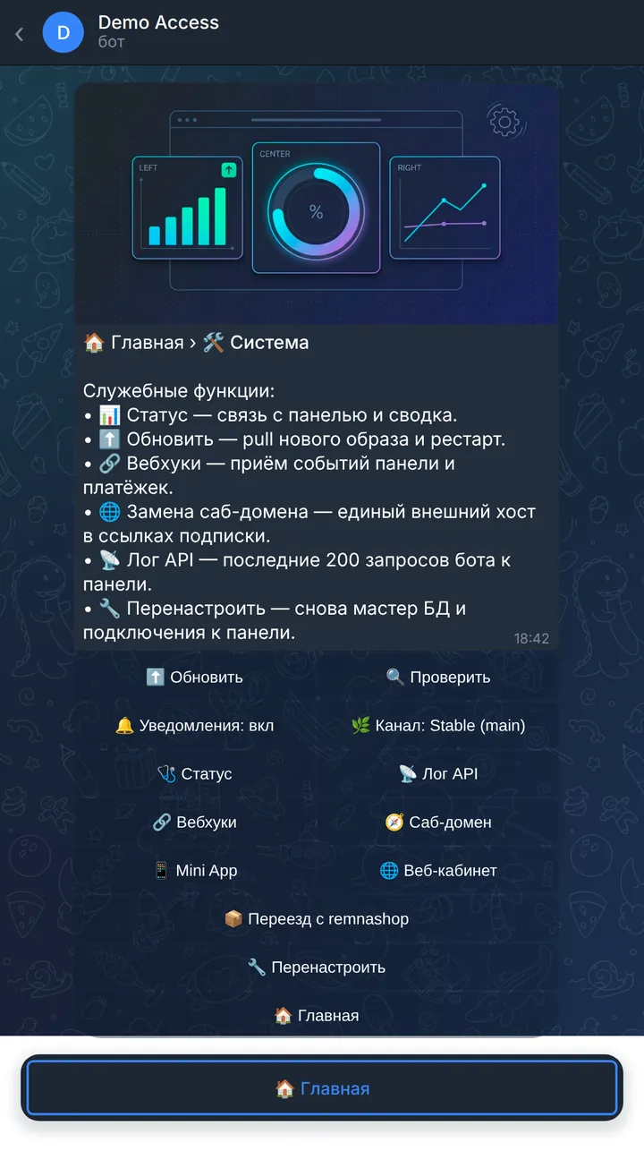 Раздел «Система»